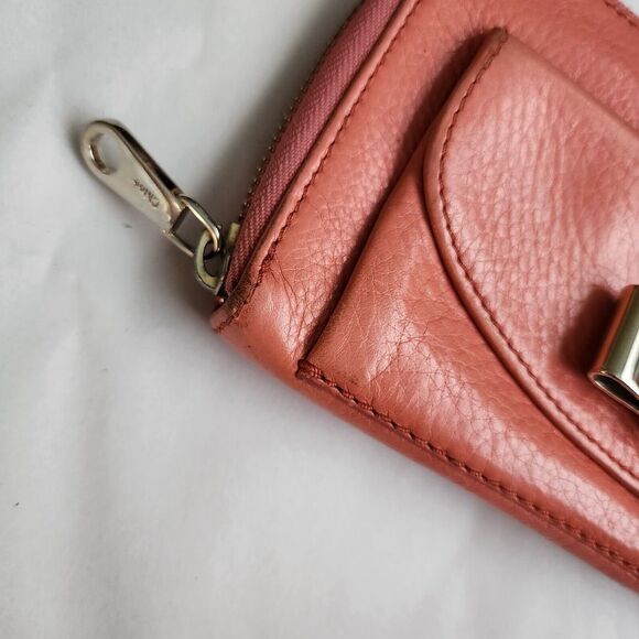 Chloe long wallet Zip Around Zippy Lilly Ribbon Bow Genuine leather Coral Pink - Picture 12 of 12